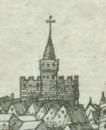 Ratusz, fragment panoramy Meissnera, 1637 r.